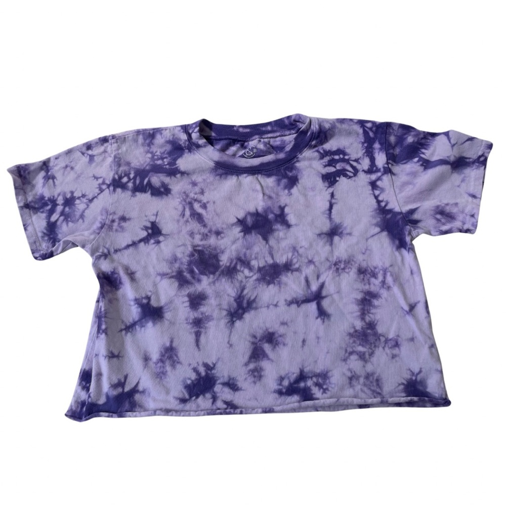 Treasure & Bond Girls Tie Dye Cut Off Purple Tshirt Size Medium (8/10)